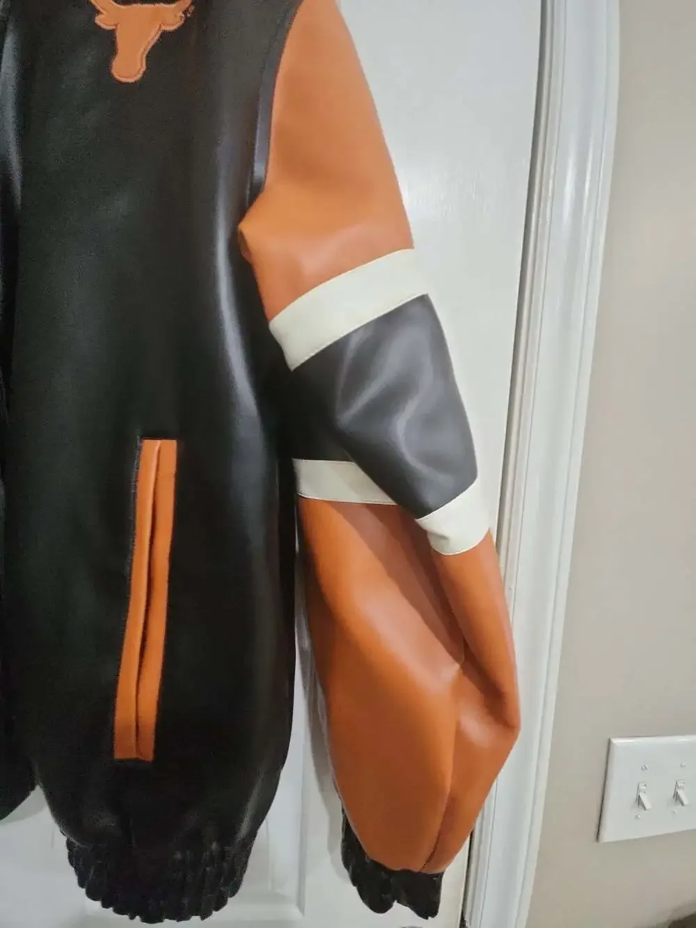 G-III Sports University of Texas Longhorns Faux Leather Bomber Varsity Jacket